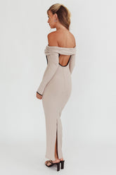 Genesis Off-Shoulder Long Sleeve Maxi Dress Pebble